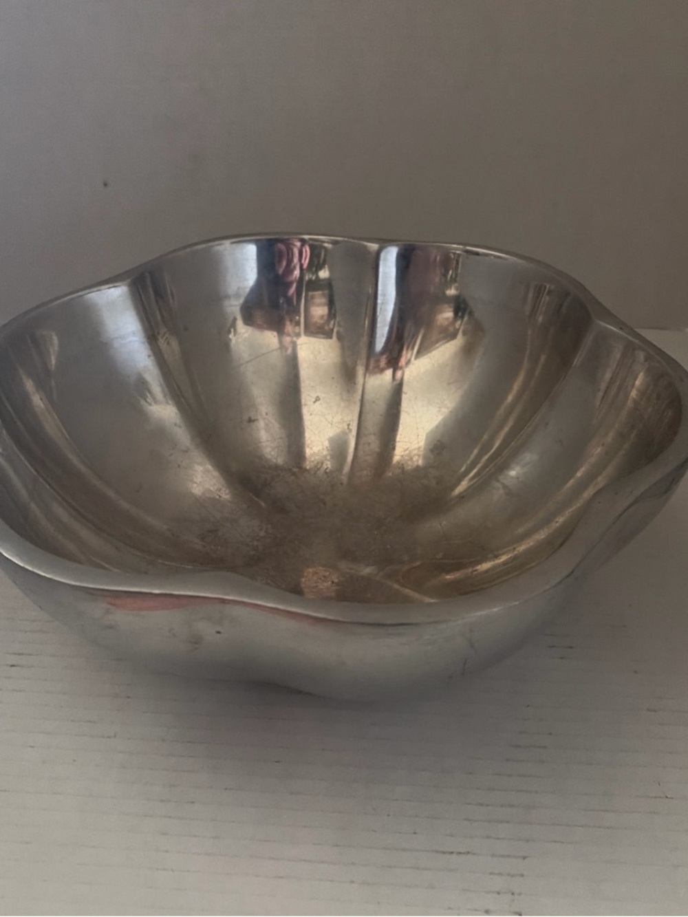 Polished Silver Decorative Metal Bowl - Modern Accent